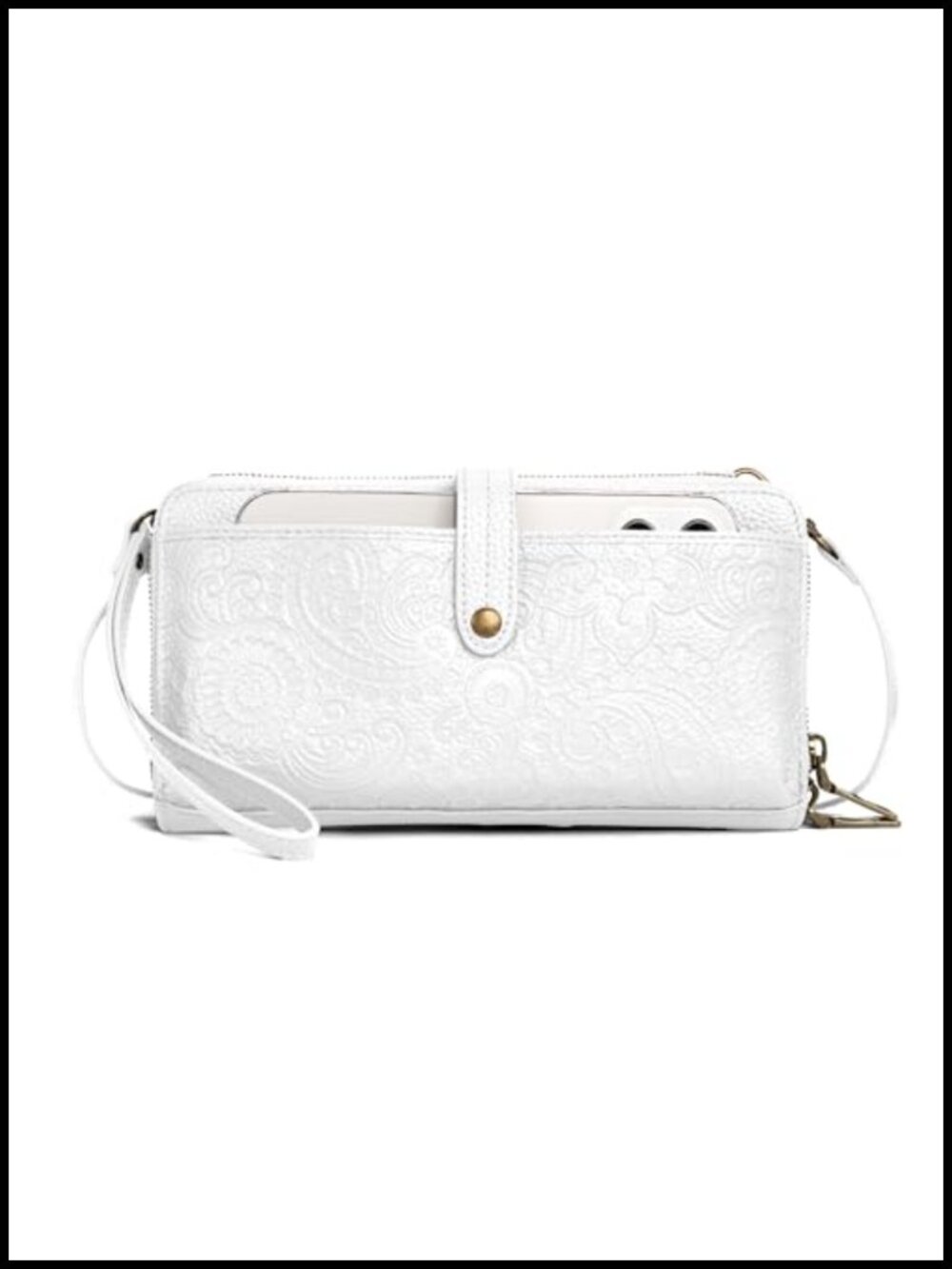 Genuine Leather Crossbody Wallet with Built-in RFID and Phone Pocket